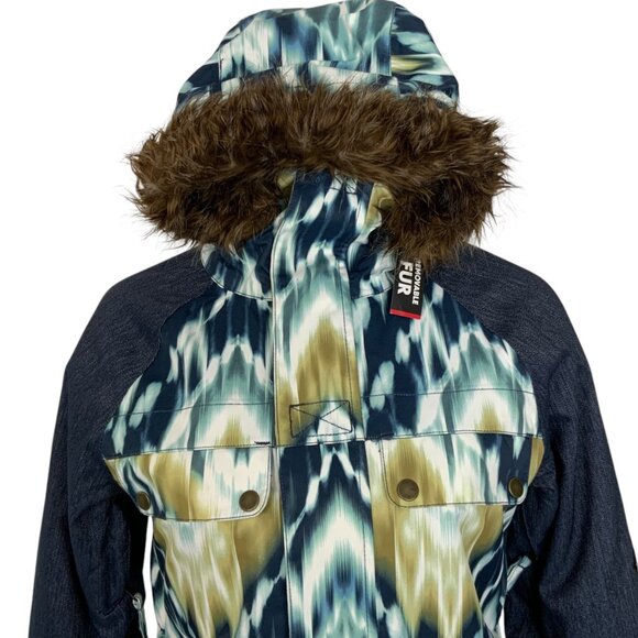 686 Womens Authentic Bae Insulated Jacket XS Ikat InfiDry Hooded Snowboarding - Picture 7 of 14